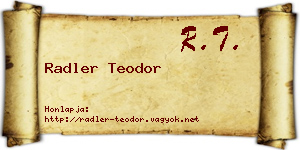 Radler Teodor névjegykártya